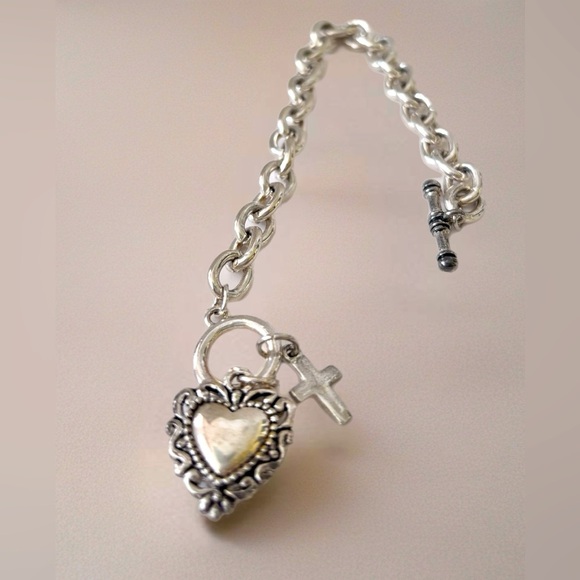 Brighton Silver Bracelet with Heart and Cross Charms - Picture 4 of 5